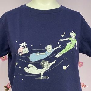 UT Uniqlo Disney 100% COTTON Peter Pan Tinker Bell Navy Blue T-shirt Tee Size M